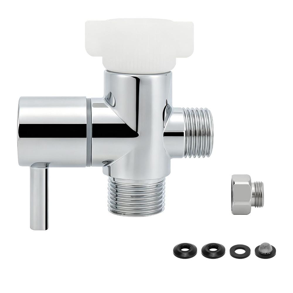 Shut-off Valve 3-Way T Valve Solid Brass Brass T Adapter Premium Tee Connector Handheld Toilet