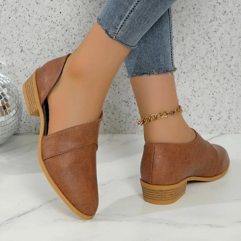 Модные женские туфли в стиле ретро большого размера в римском стиле 2024 года, весна-осень, повседневные и универсальные женские туфли с закрытым носком, Zapatos De Mujer