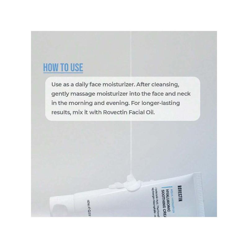 Rovectin Aqua Hyaluronic Soothing Cream 60ml/Skin Barrier Repair With Ceramide, Hyaluronic Acid, Niacinamide,Intense Hydrating Cream,Fragrance Free