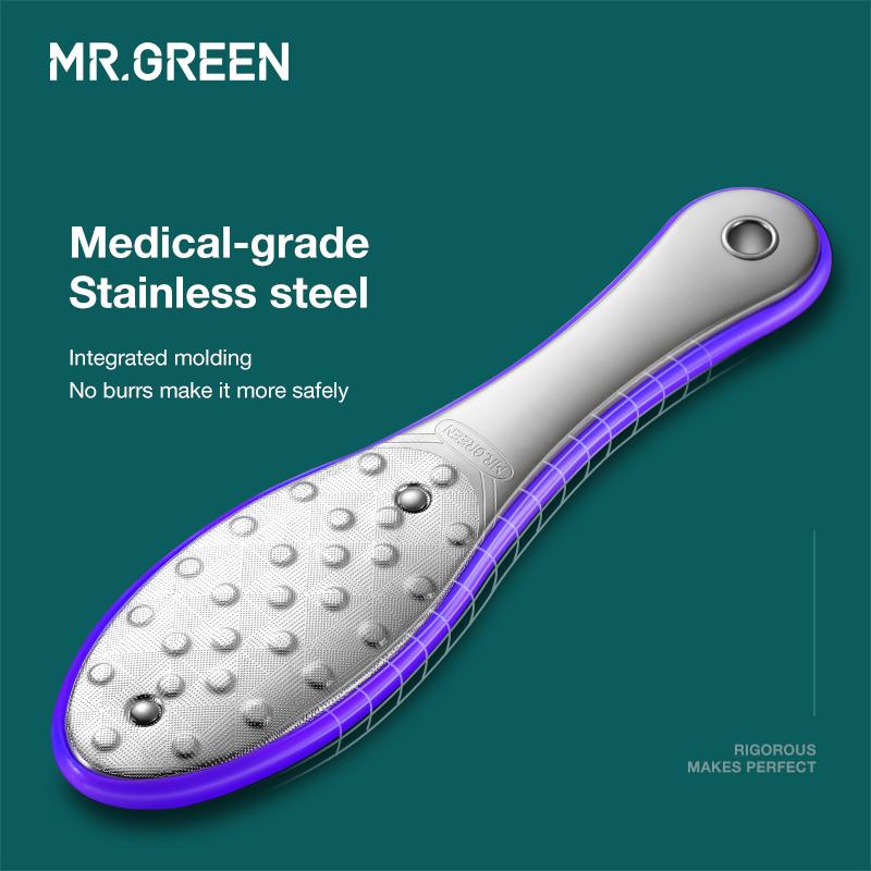 MR.GREEN Foot File Double Sided Pedicure Foot Care Tools Professional Callus Remover Foot Rasp Stainless Steel Foot Scrubber For Feet MR-2205