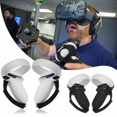 Аксессуары, совместимые с контроллером Oculus Quest 2. Чехол с полной ручкой и 2 крышками контроллера, защитный силиконовый чехол от падения с ремешком на руку.