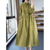 Discount Store Department Store Withdrawal Retro Button-down Corduroy Dress Women's Loose Waist Slim Temperament Long Skirt