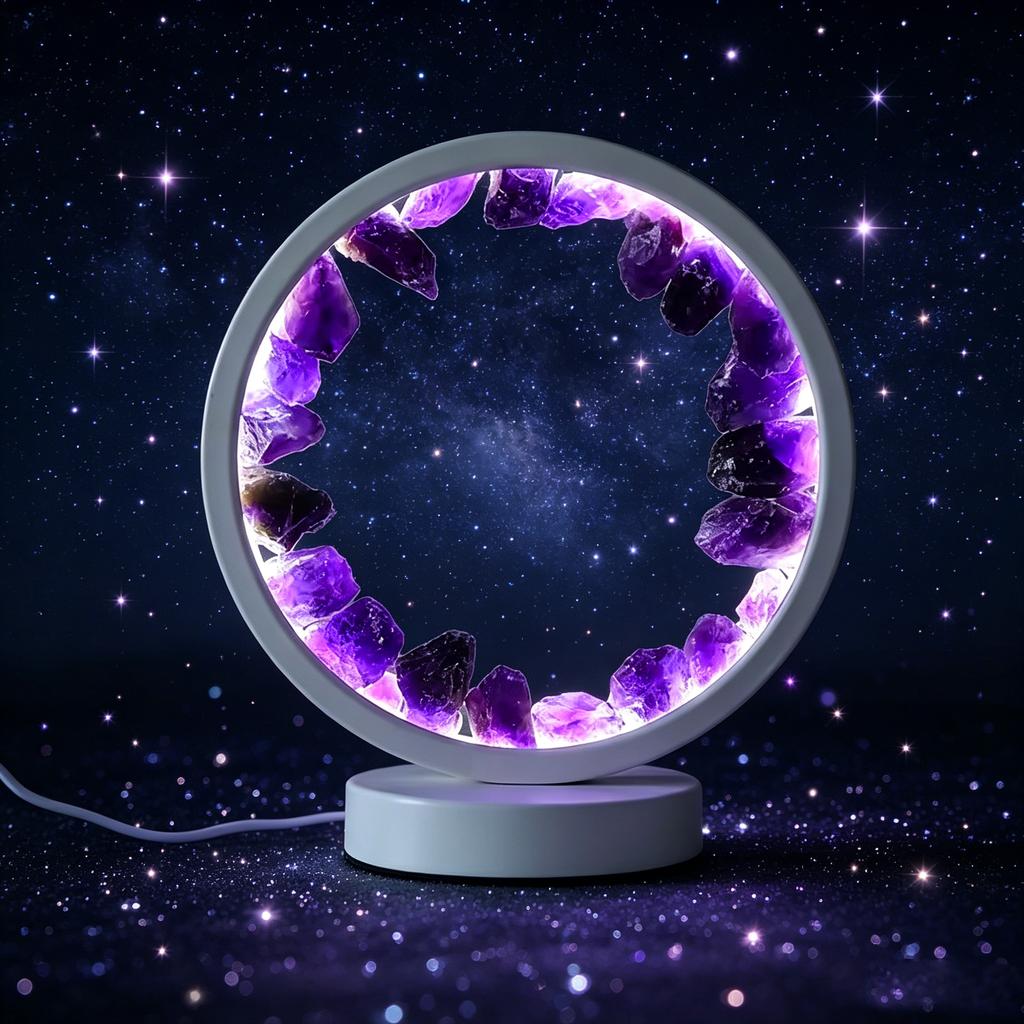Natural Amethyst & Rose Quartz Lamp - Handmade Raw Crystal Night Light for Healing Energy ()