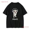 Cat With Headphones Alexg Music Aesthetic T Shirt Long Or Short Sleeves Vintage Washed Soft Unisex Breathable Homme Graphic
