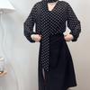 Женский топ в французском стиле с широкими рукавами в горошек: Мода Весна/Осень, Нишевый Дизайн, Элегантный и Универсальный.