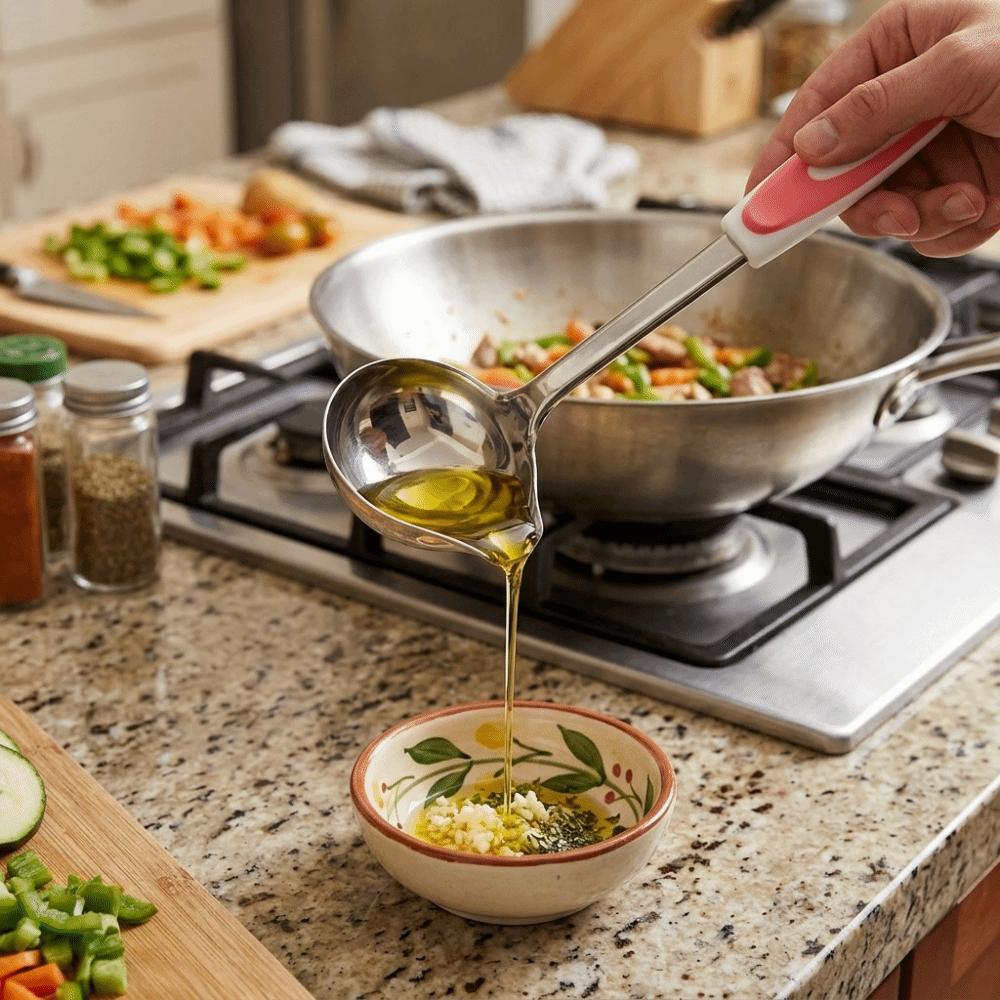 Smooth Side Spout Ladle Rustless Steel Dripping Spoon Porridge Spoon Sauce Dripping