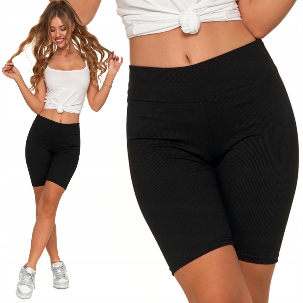 Ribbed Cycling Leggings with High Waist Fit Sports Tights MORAJ S/M black
