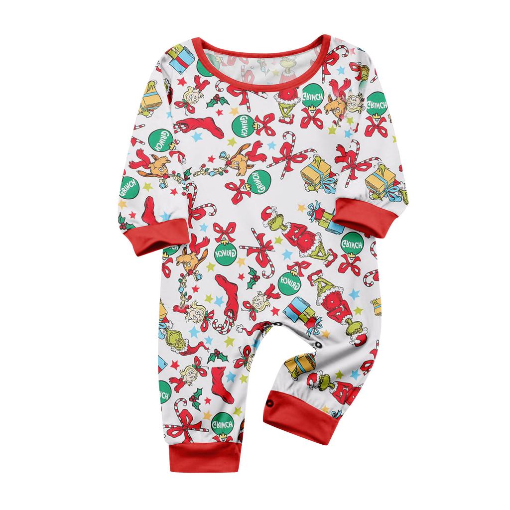 Christmas Print Cute Family Set Pajamas, Home Clothes, Family Set Long Sleeve Top Pants Set