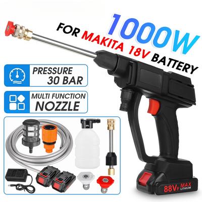 30Бар 88В Беспроводные Мойки Высокого Давления Очиститель Насадка Пенообразователь Машина 5М Шланг +1/2шт 88В Аккумулятор 1000Вт AC 100-240В