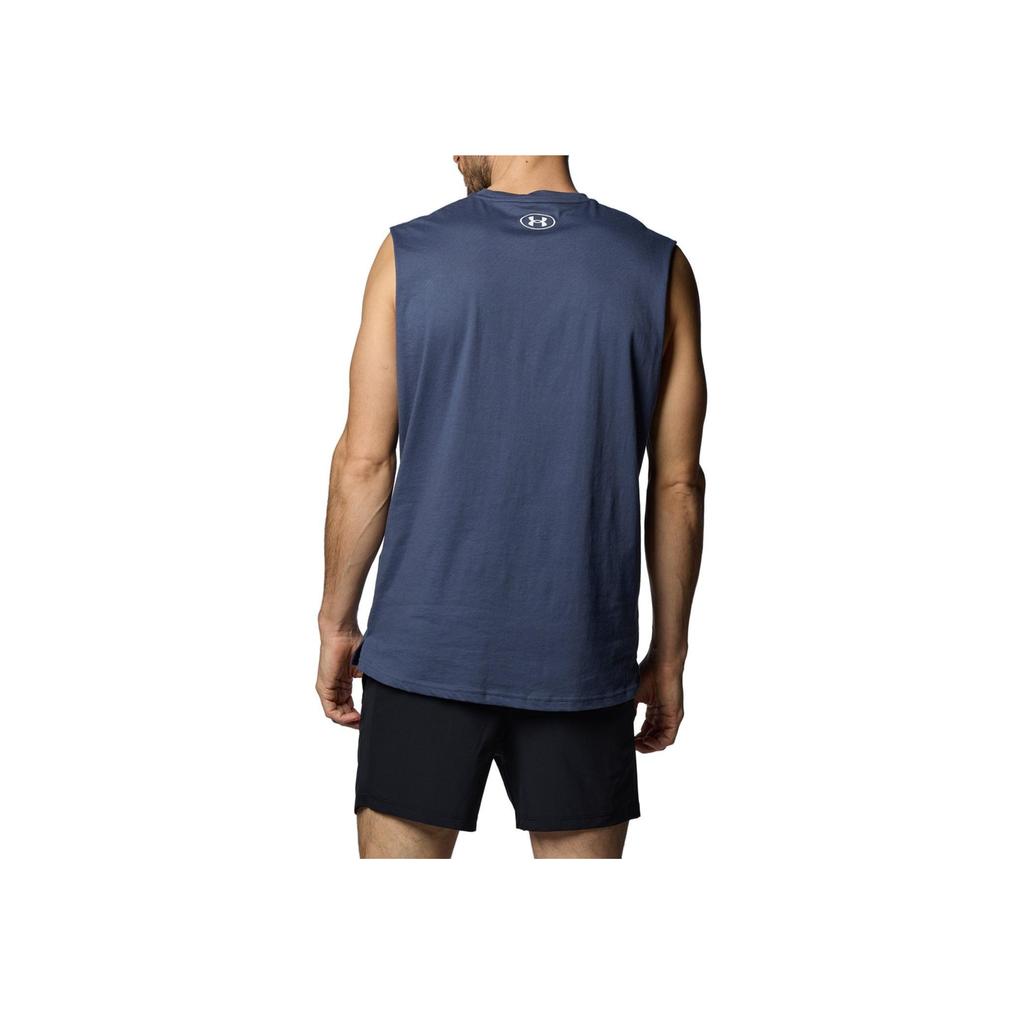 Under Armour Project Rock Show Your Work с принтом букв, круглый вырез, тренировочный жилет без рукавов, мужские жилеты Downpour-Gray 1385939-044