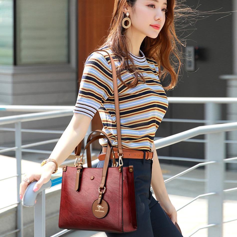 3 Layers Casual Tote Vintage Ladies Tote Hand Bag Leather Luxury Handbags Women Designer Bags for Women