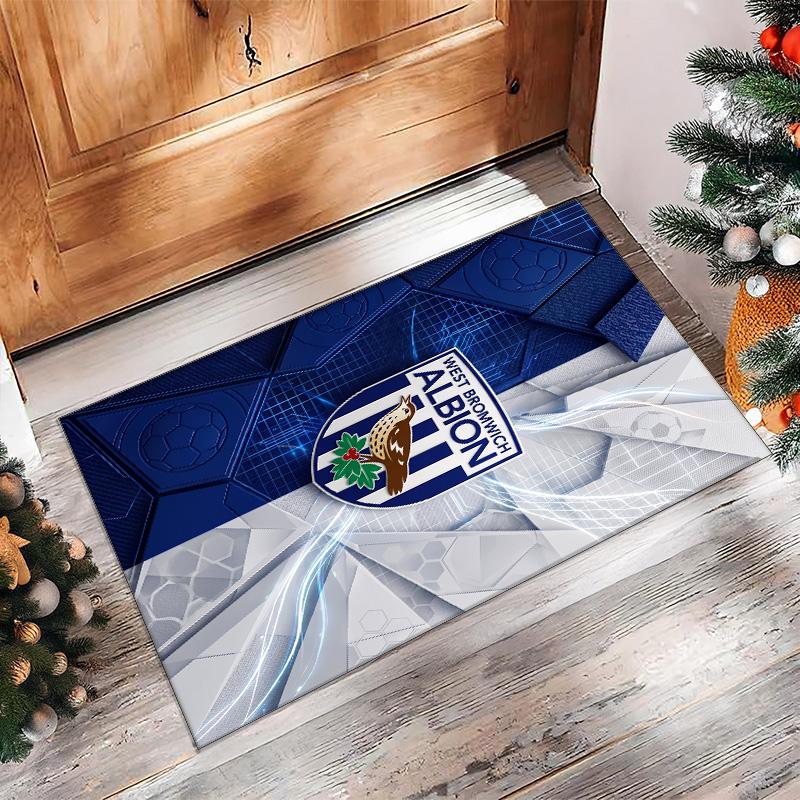 West Bromwich Albion Football Print Crystal Velvet Rug, Comfortable Water Absorbent Non Slip Indoor Floor Carpet
