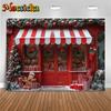 Mocsicka Christmas Shop Photo Background Winter Snow Gift House Store Decorations New Year Party Backdrops Photography Wallpaper