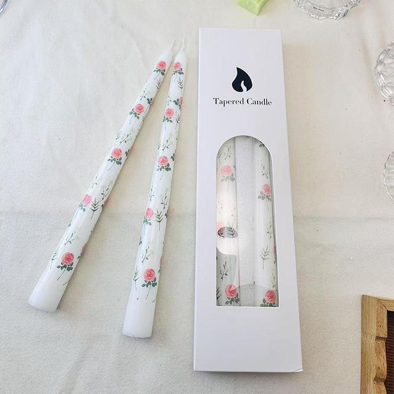 2 шт./коробка печатных свечей свадебные украшения бездымные свечи во французском стиле длинная элегантная свеча 25 см