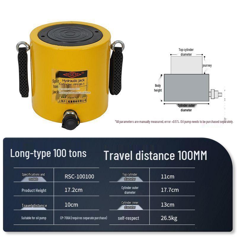 Split Ultra-Thin Hydraulic Cylinder: 5T, 10T, 20T, 30T, 50T, 100T - Extended and Short Types