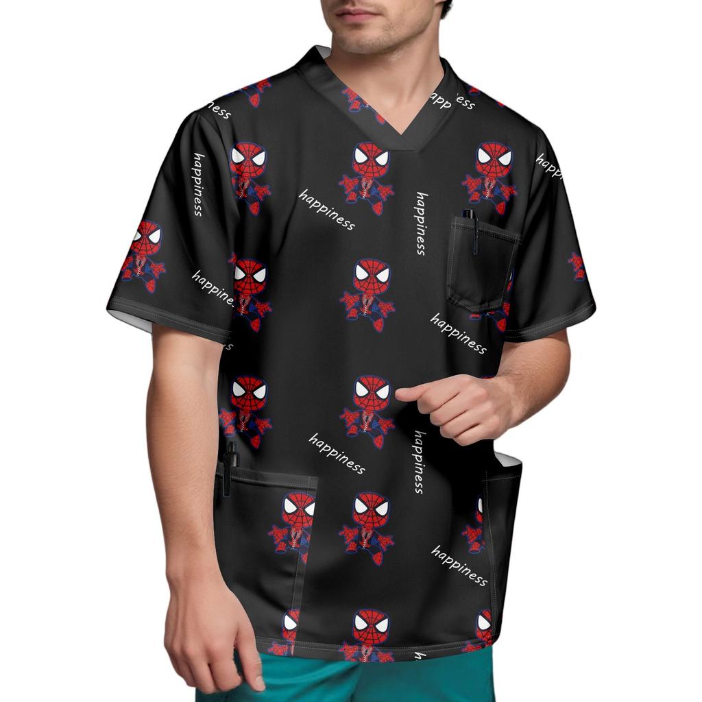 Мужской топ с коротким рукавом и V-образным вырезом с принтом нагрудного кармана