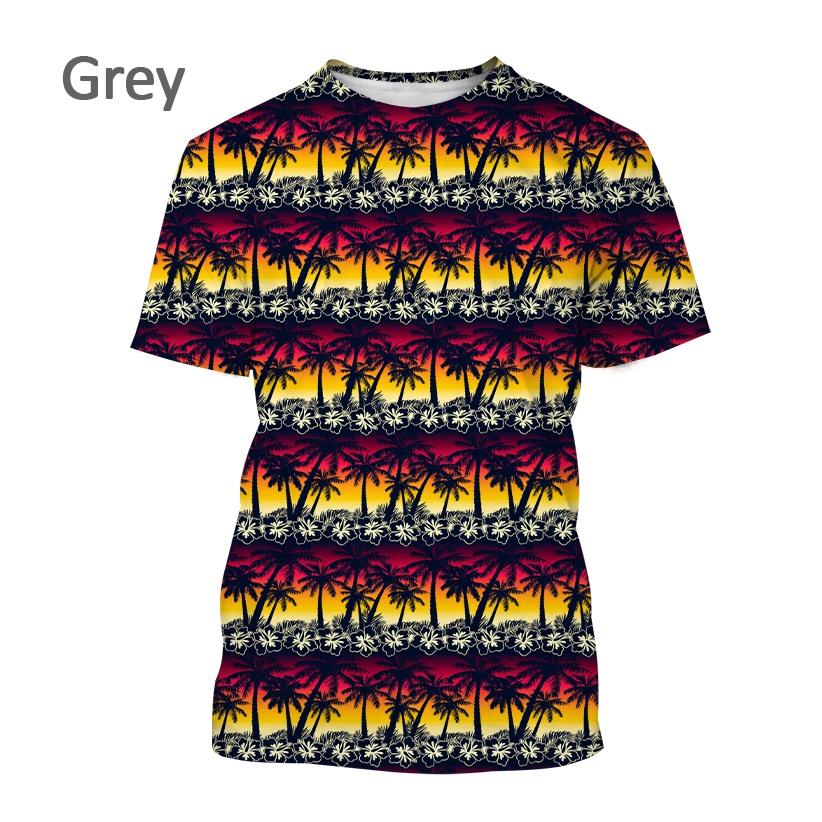 Летние мужские повседневные модные уличные футболки с 3D-принтом и короткими рукавами и узором пальмы в гавайском стиле.