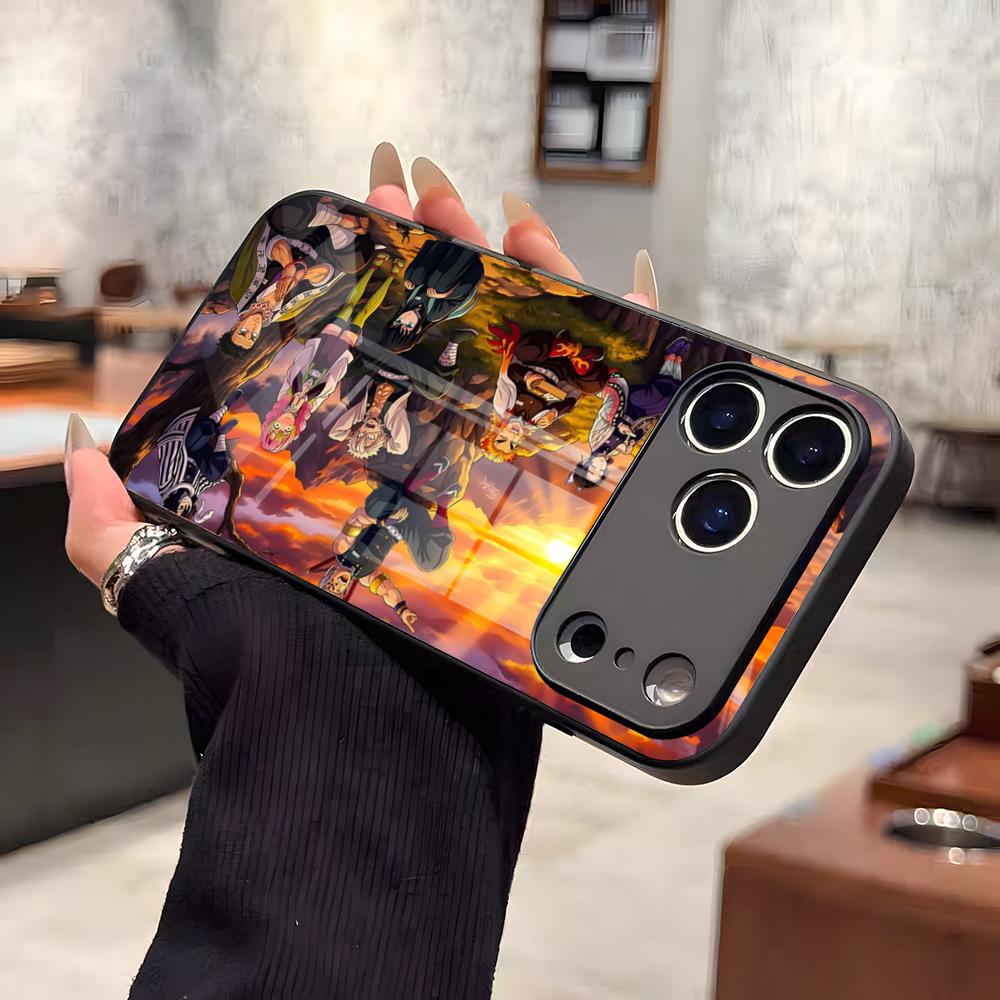 D-Demon S-SlayerS Phone Case For IPhone 17 Air 16 E Pro Max 15 14 13 Mini 12 Pro 11 Max Plus Black Glass Cover