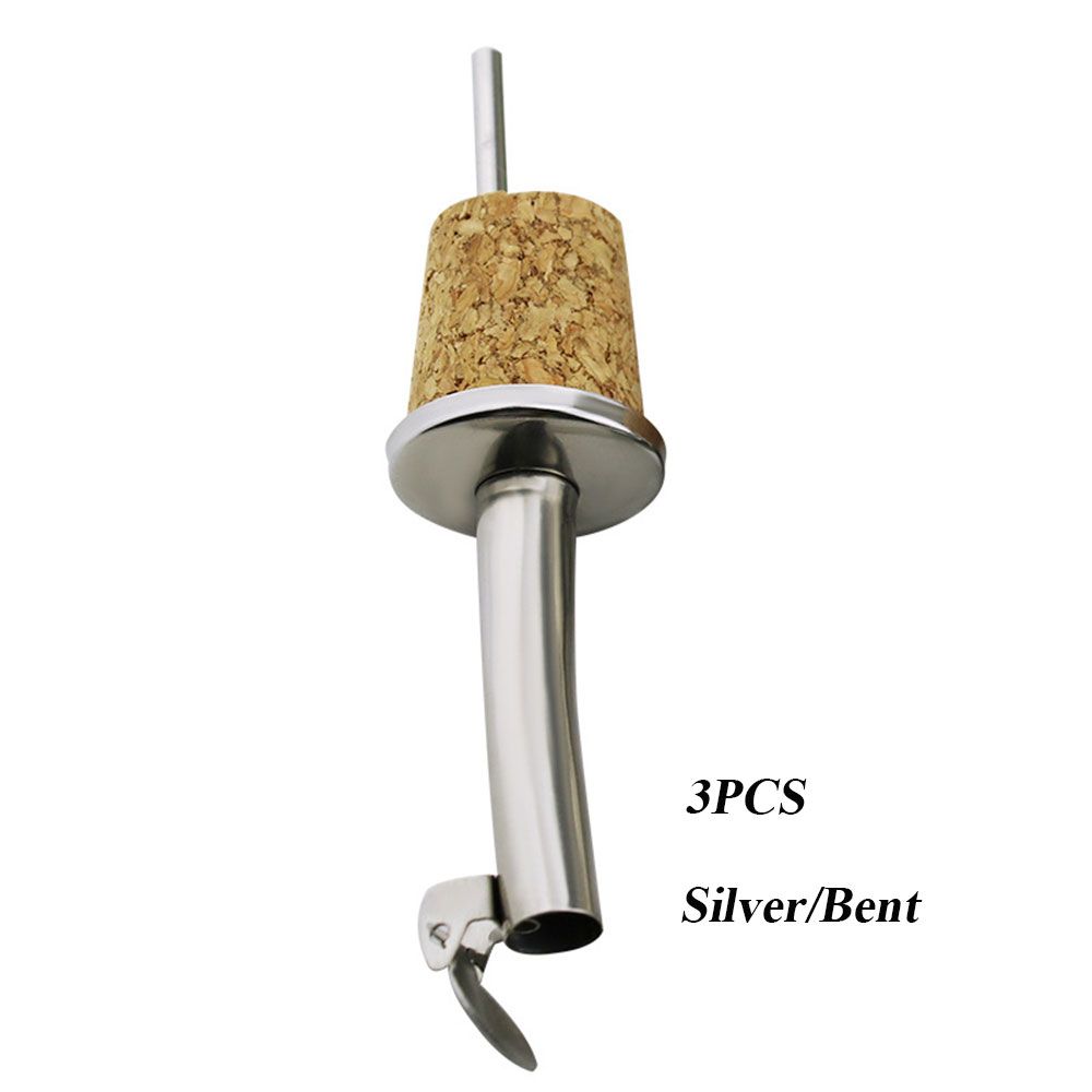 1/3PCS Metal Barware With Cover Bottle Stopper Wine Pourer Wooden Cork Oil Dispenser