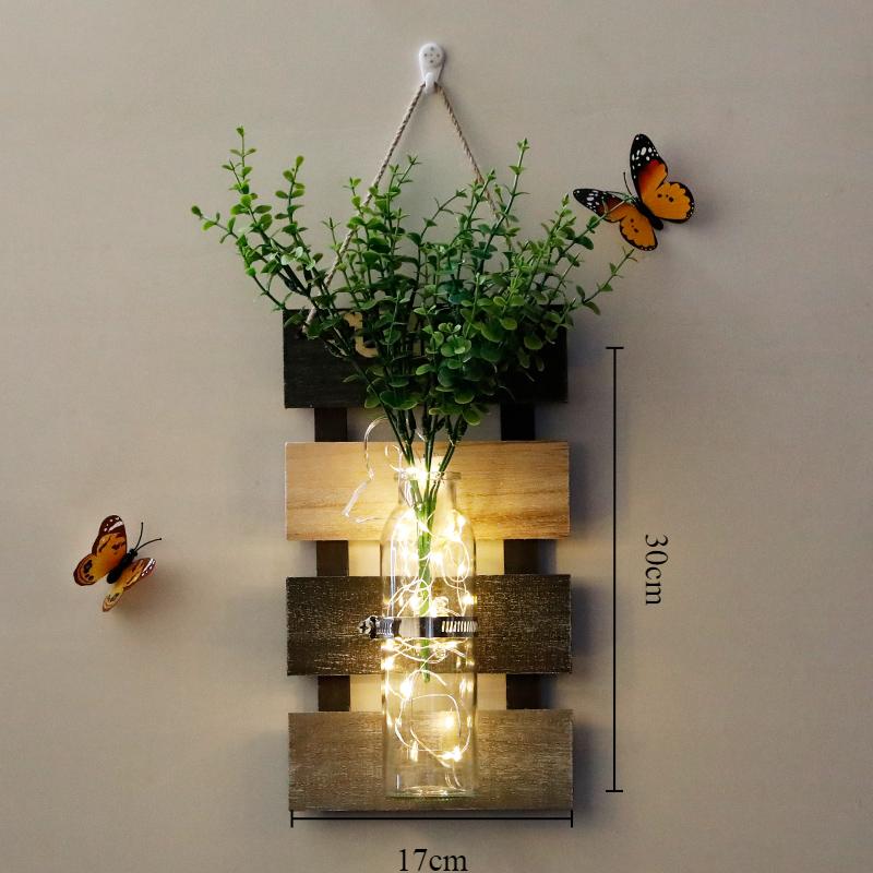 Настенное украшение Ins Style Настенный светильник Nordic Originality Plant Butterfly Background Home Decor Настенные светильники Ваза Лампа для спальни