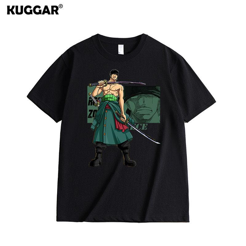 Anime Style One Piece Road Feisuolonuo Pure Cotton Printed Fashionable Unisexs and Womens Clothing New Loose Casual Tshirt