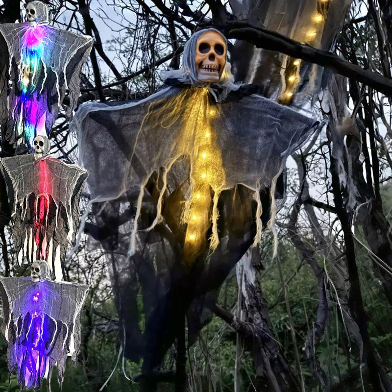 Halloween Party Glowing Hanging Skeleton Ghost Ornament Horror Props Haunted House Decorations