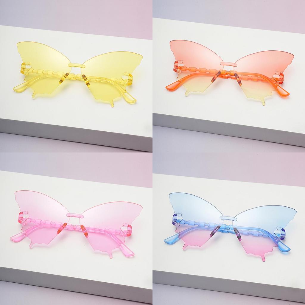 Unisex Butterfly Eyewear Frameless Sunglasses With Resin Lenses For Cycling And Stylish Outfits