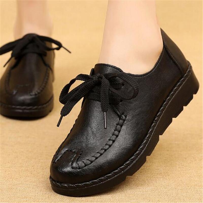 Мода Весна Осень Женская Мода Туфли-лодочки На шнуровке Женские Клиновидные Повседневные Одинарные Туфли Мама Высокие Каблуки Рабочая Обувь