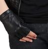 Short Fingerless Leather Fingerless Gloves Winter Inner Thermal Warm Cold Protection Exercise Driving Gloves Black [Nappaglo] Women's (M, (Silk