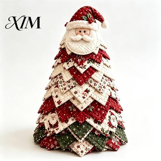 Fireplace Hanging Decor DIY Quilted Christmas Tree Kit, Handmade Fabric Tabletop Decoration, Front Porch Holiday Festive Craft Project for Home Mantel