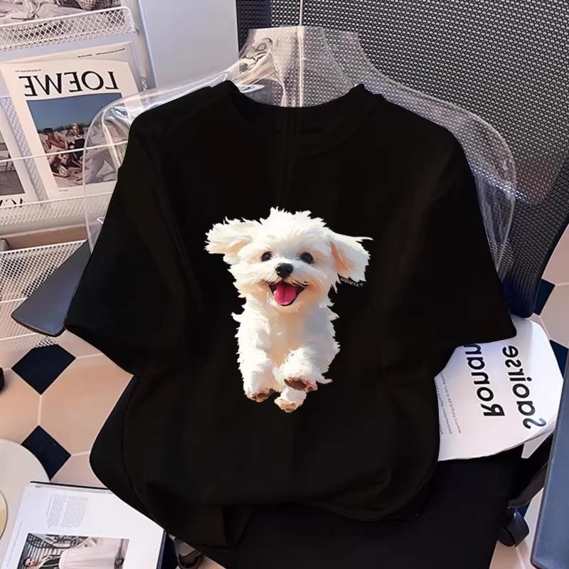 Женская оверсайз футболка с коротким рукавом и мультяшным принтом - Летний тренд 2026