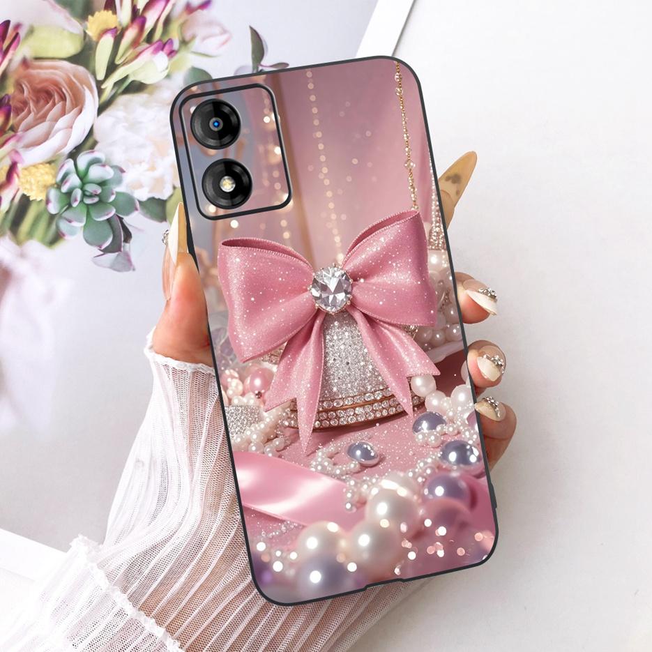 For Motorola Moto E13 Case Moto E14 Luxury Flowers Butterfly Painted Cover Soft Silicone Case For Motorola E14 E 13 MotoE13 Bags