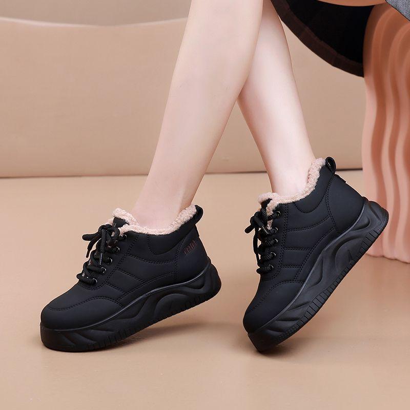 Женские зимние теплые хлопковые туфли с плюшевой подкладкой, модные спортивные повседневные женские зимние туфли на толстой подошве, увеличивающие рост