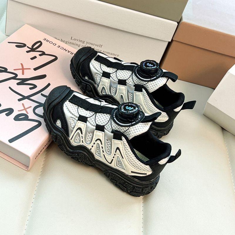 Spring Summer Kids Breathable Mesh Rotary Buckle Sneakers Unisex Children Casual Chunky Daddy Shoes