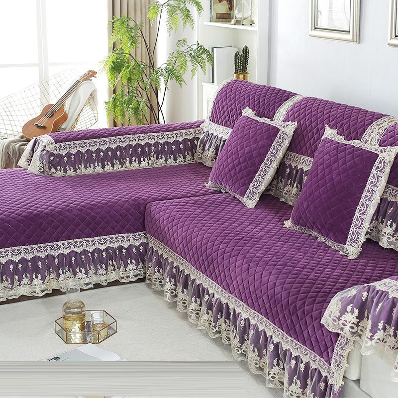 Утолщенные плюшевые стеганые противоизносные чехлы для диванов, универсальный противоскользящий чехол для диванной подушки, хлопковый бархатный чехол для кресла, протектор