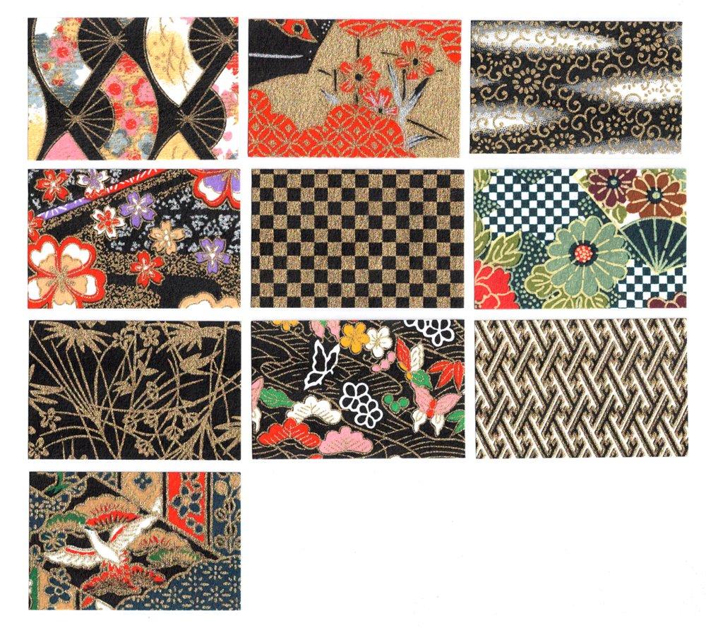 Washi Kawasumi Chiyogami Yuzen Washi B4 size 10 patterns 10 sheets Black