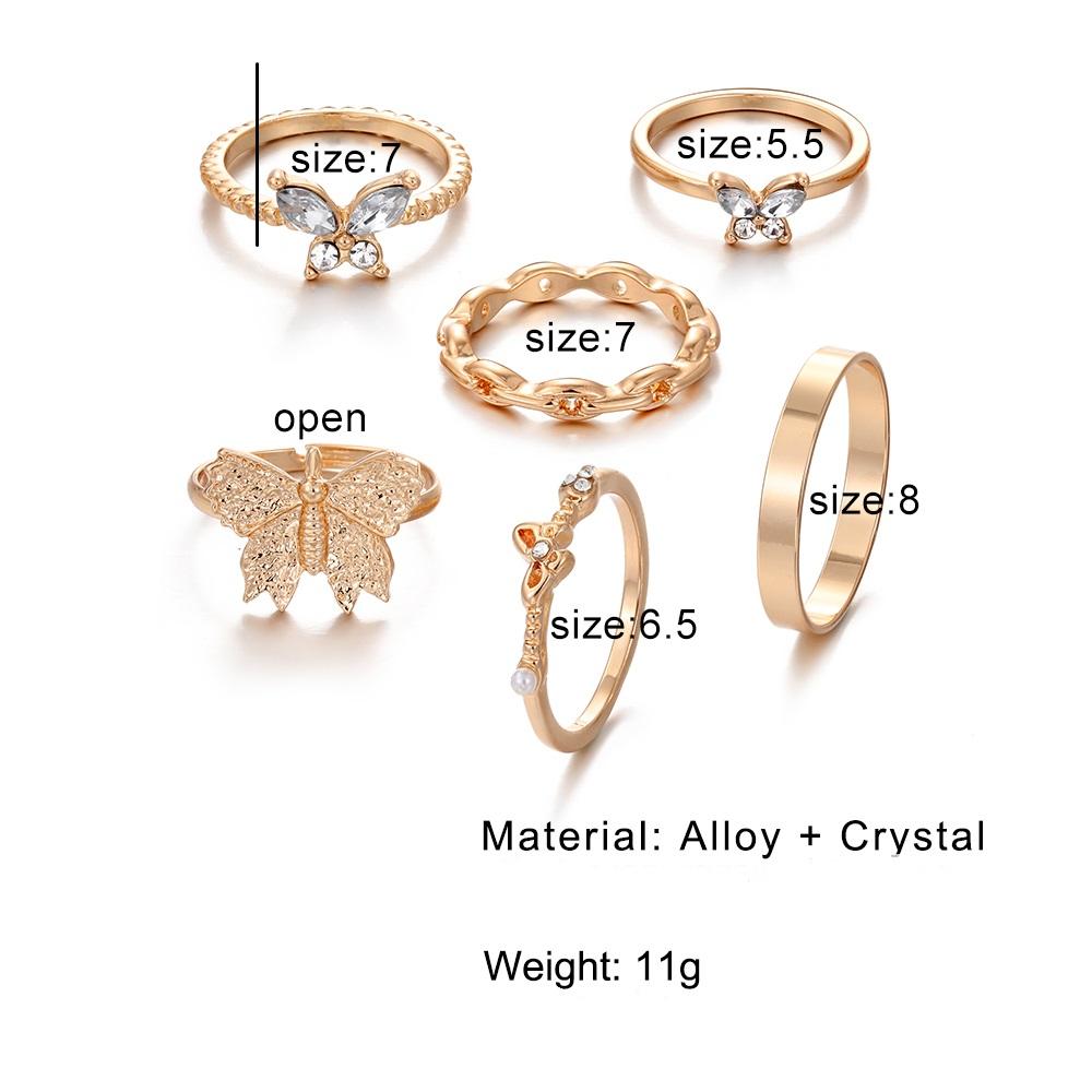 Женское кольцо Кольцо-бабочка Модное элегантное индивидуальное сочетание милых комплектов ювелирных изделий