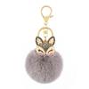 Милый мини-шар из меха лисы, брелок ручной работы, пушистый меховой помпон, шар, инкрустированный стразами, женская сумка, аксессуары, брелок для ключей от машины, подвеска
