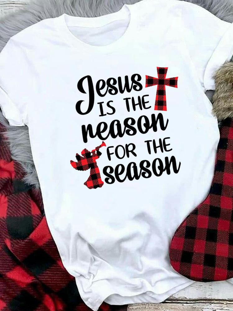 (Азиатский размер) Женская праздничная футболка с принтом, топ для фестиваля, С Рождеством, С Новым годом, с надписью, милая, в стиле 90-х, повседневная, женская, с коротким рукавом, модная, с графическим принтом