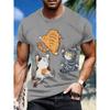 Летняя футболка с круглым вырезом, 3D-принтом, рисунком животного кота, модная, повседневная, с короткими рукавами, мужская