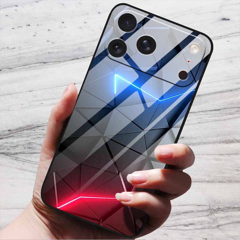 Cartoon Patterns Case For iPhone 17 Pro Plus Capa 17 Pro Max Bumper Luxury Tempered Glass Hard Back Cover iPhone17 Air Funda