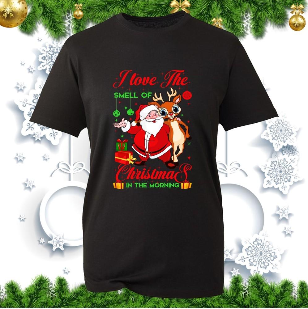 I Love The Smell Of Christmas In The Morning Tshirt Funny Santa Reindeer Joke