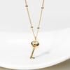 Heart Key Ball Chain Silver Necklace