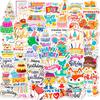 50 Happy Birthday Stickers Small Fresh Happy Birthday Cartoon Creative IPad Party Decoration Graffiti Stickers