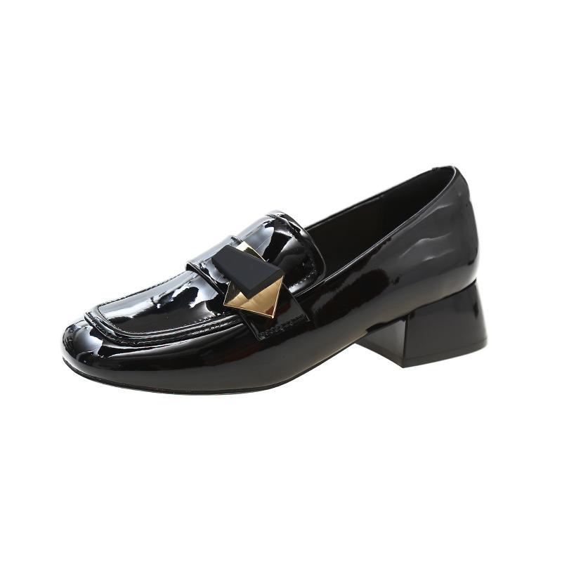 Fashion Retro Shoes Women 2024 Autumn New Fashion Style Square Head Low Heel High Grade Women's Shoes Genuine Leather Pumps Med 3cm-5cm)