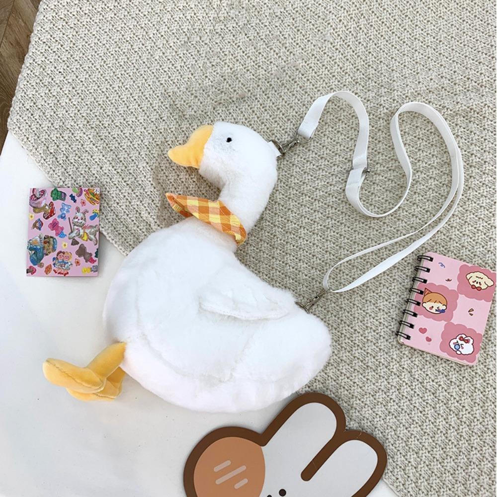 Zipper Big Goose Plush Bag Fluffy Doll Shoulder Bags Portable Cute Duck Crossbody Bag  Travel