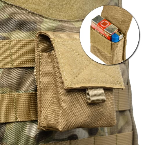 TRIWONDER Men's Tactical Pouch, Airsoft/Military Multi-Function Pouch, MOLLE Compatible, Belt Pouch, Multi-Case, Smoke Grenade Pouch (Black - 2-Pack)