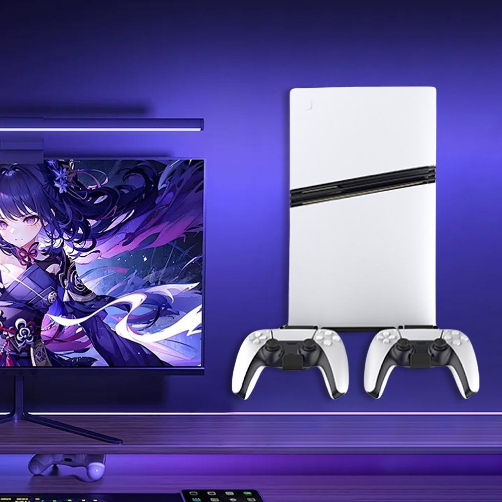 Настенная подставка с держателем для контроллера, универсальный настенный кронштейн, экономящий место, консольный док-консольный кронштейн для PS5 Pro/PS5 Slim