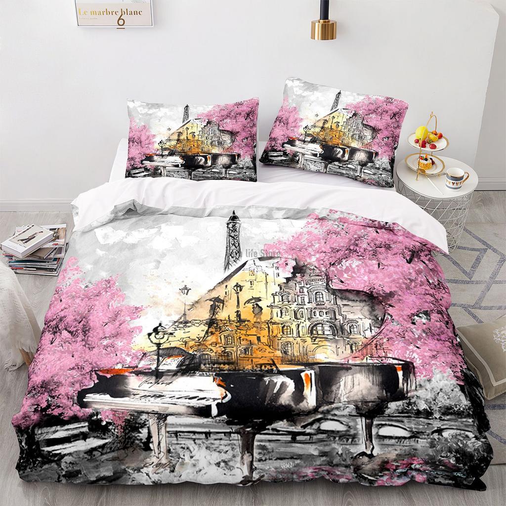 Модный постельный комплект Пианино Гитара 3D принт Музыка Пододеяльник с наволочкой Постельные принадлежности для дома Декор спальни Комплект пододеяльника