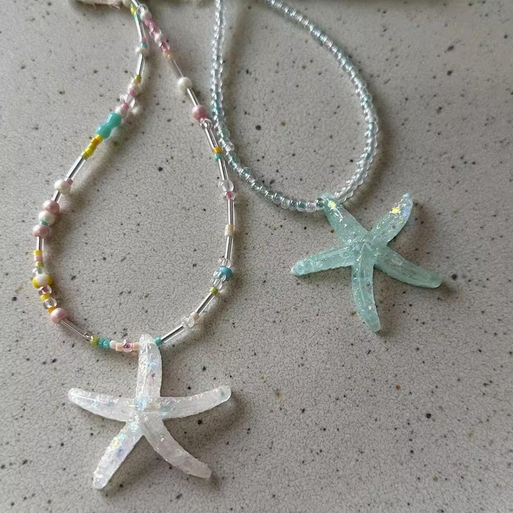 Handmade Beads Necklace Beach Woman Choker Ins Starfish Necklace  Jewelry